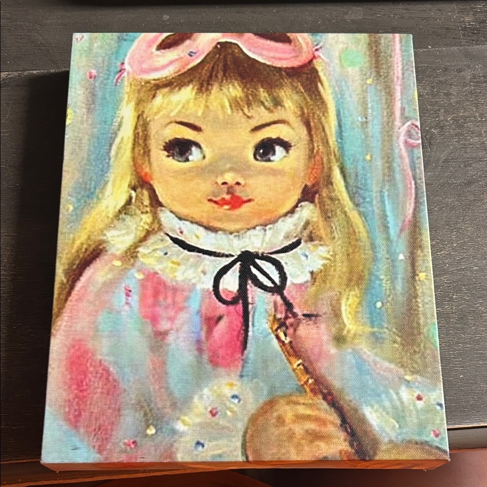 Charming Pink and Blue Girl Canvas Art